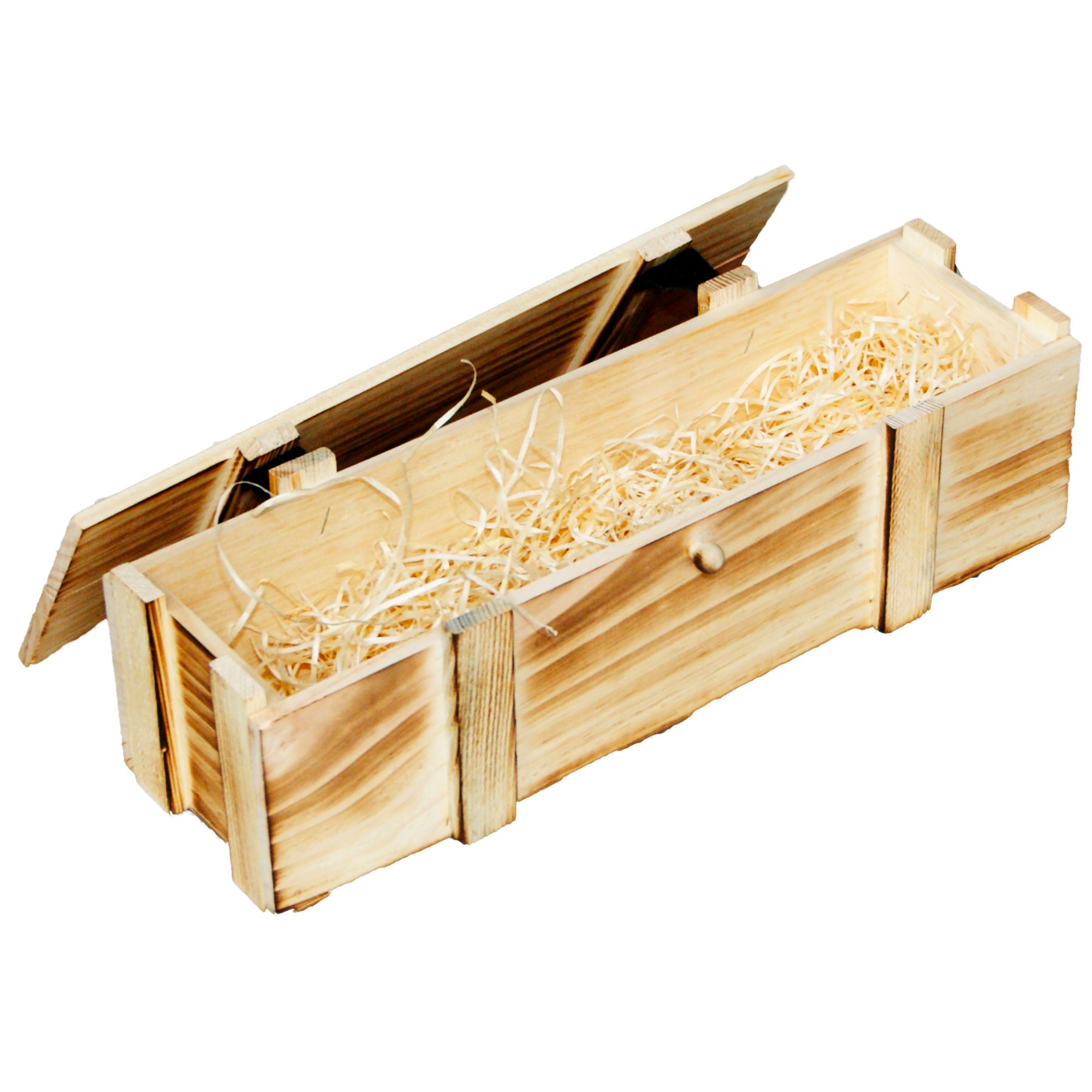 1er Weinkiste geflammt inkl. Holzwolle