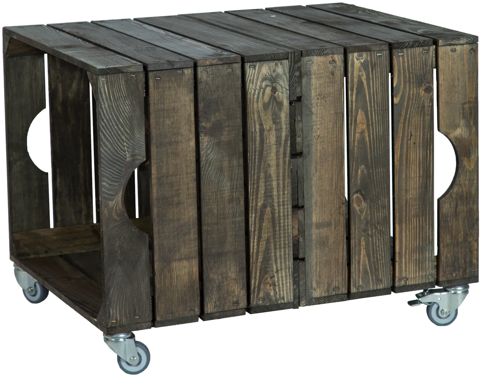 Obstkistentisch Wohnzimmertisch Johanna dunkel inkl. Rollen