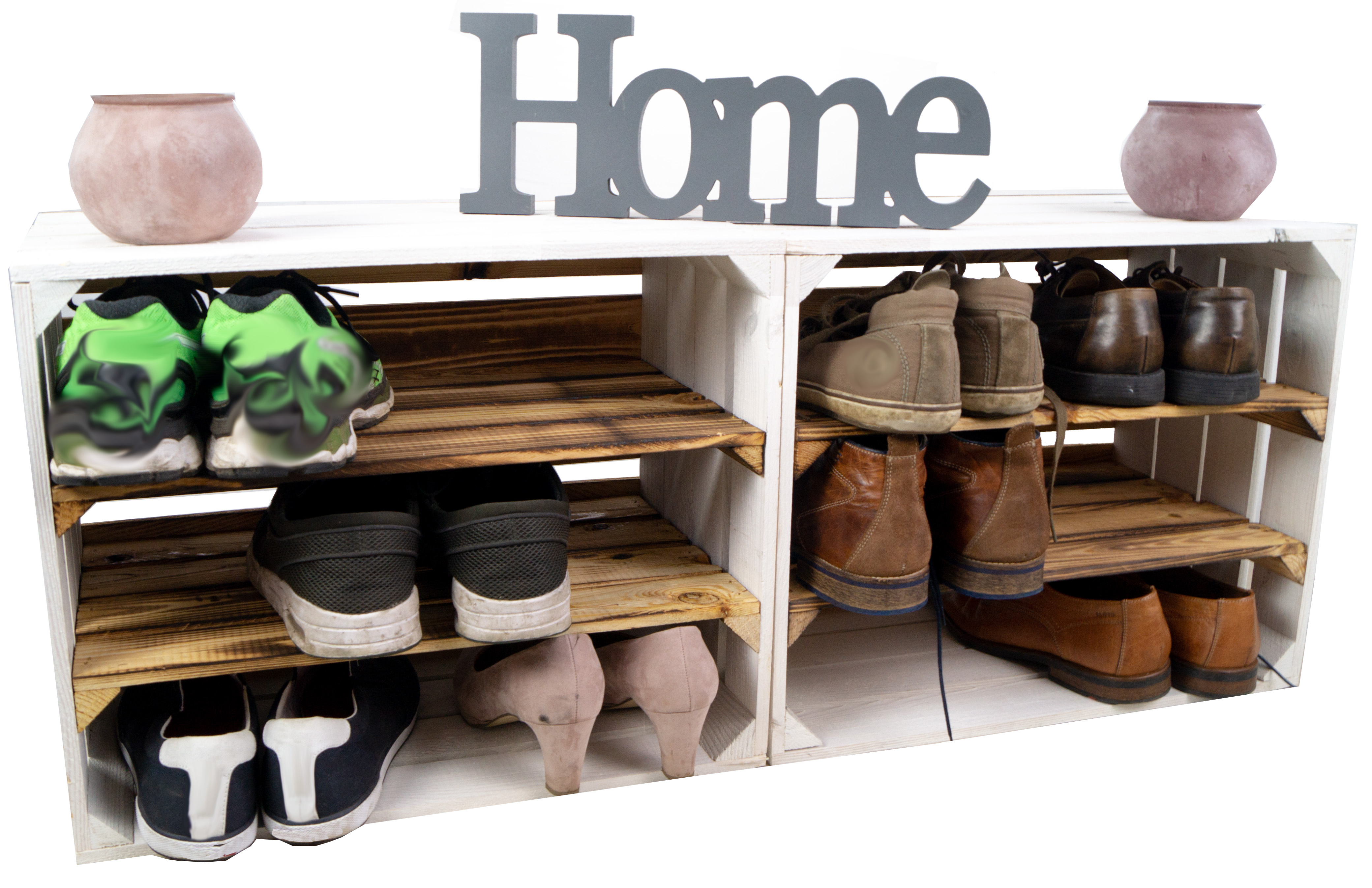 Regalkiste WEIß "Paula" doppelt geflammt LÄNGS Regalkiste WEIß "Paula" doppelt geflammt LÄNGS