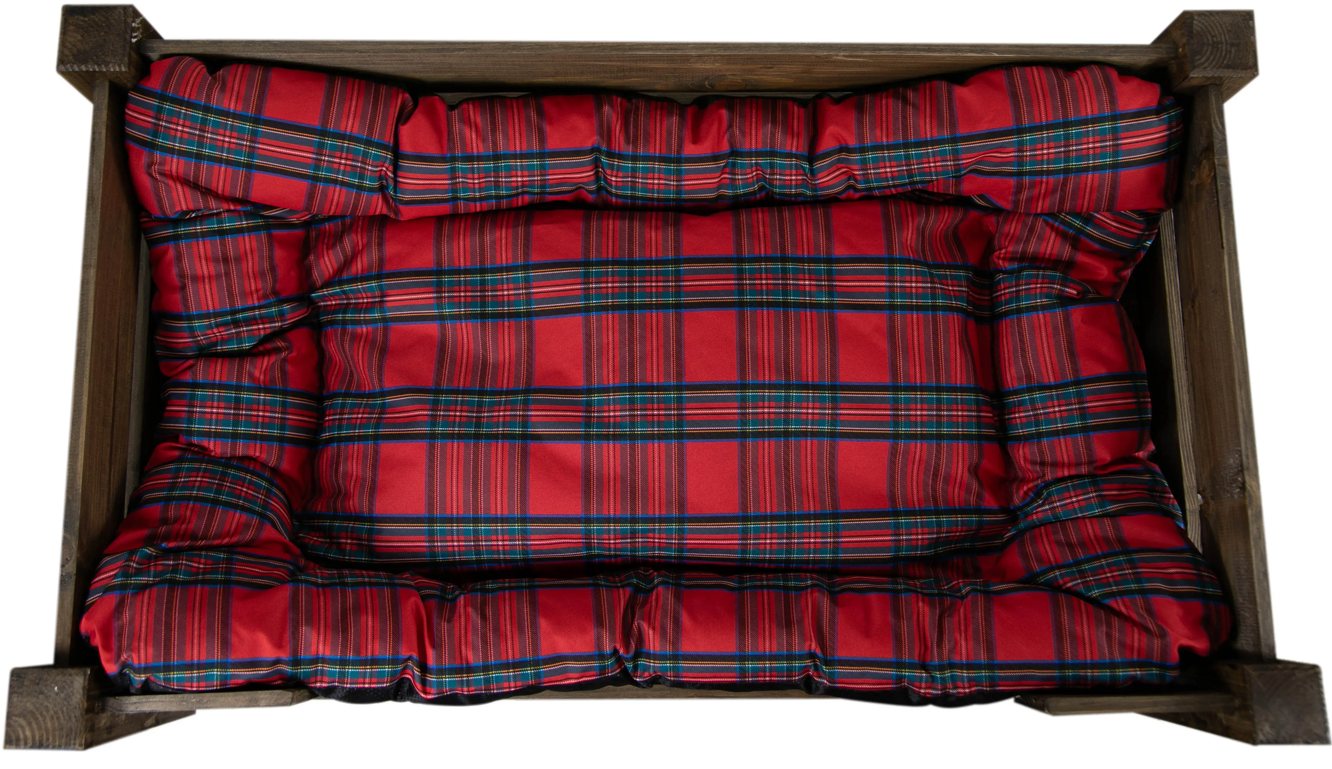 Hundebett Winston XXL Palisander mit Füßen mit Kissen rot 100x60x25cm