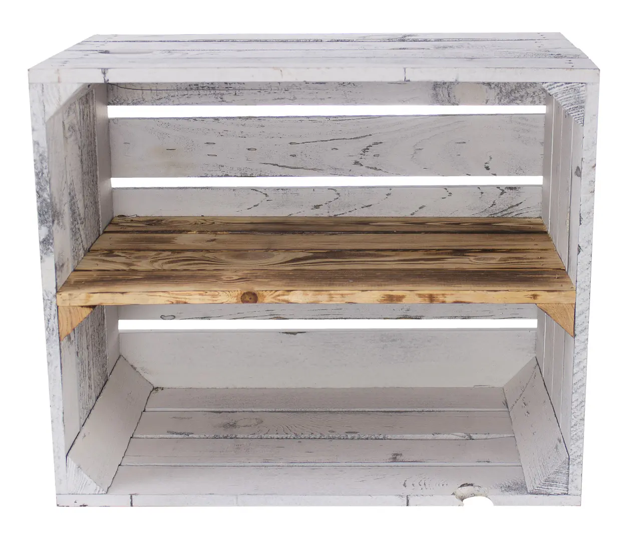 Regalkiste im Vintage Design "shabby white - geflammt" 50x40x30cm Regalkiste im Vintage Design "shabby white - geflammt" 50x40x30cm