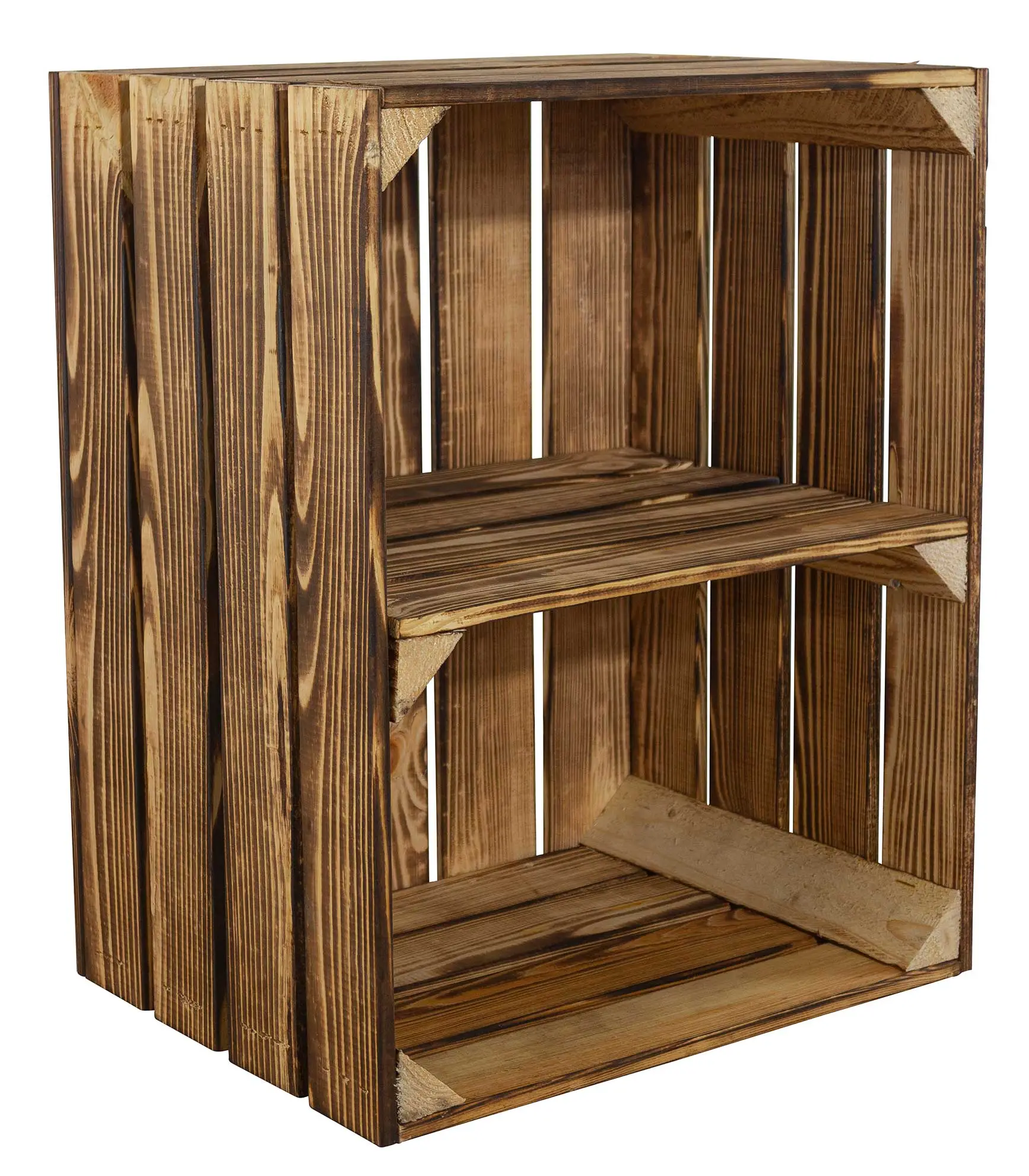 Geflammte Kiste für Schuh-und Bücherregal "quer" 50x40x30cm Geflammte Kiste für Schuh-und Bücherregal "quer" 50x40x30cm