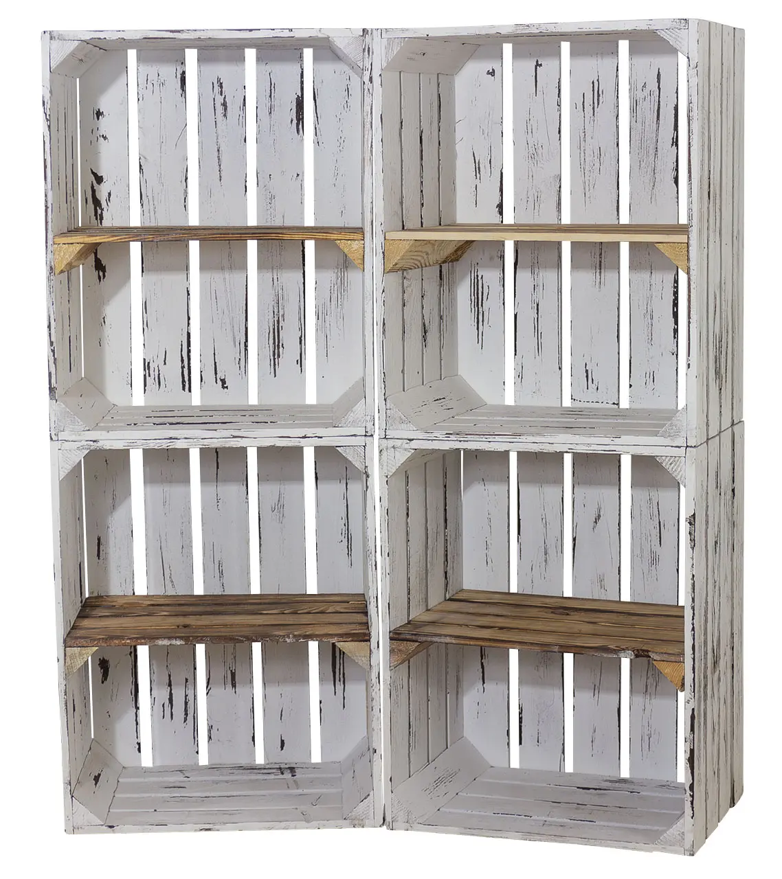 Regalkiste im Vintage Design "shabby white" quer in geflammt 50x40x30cm