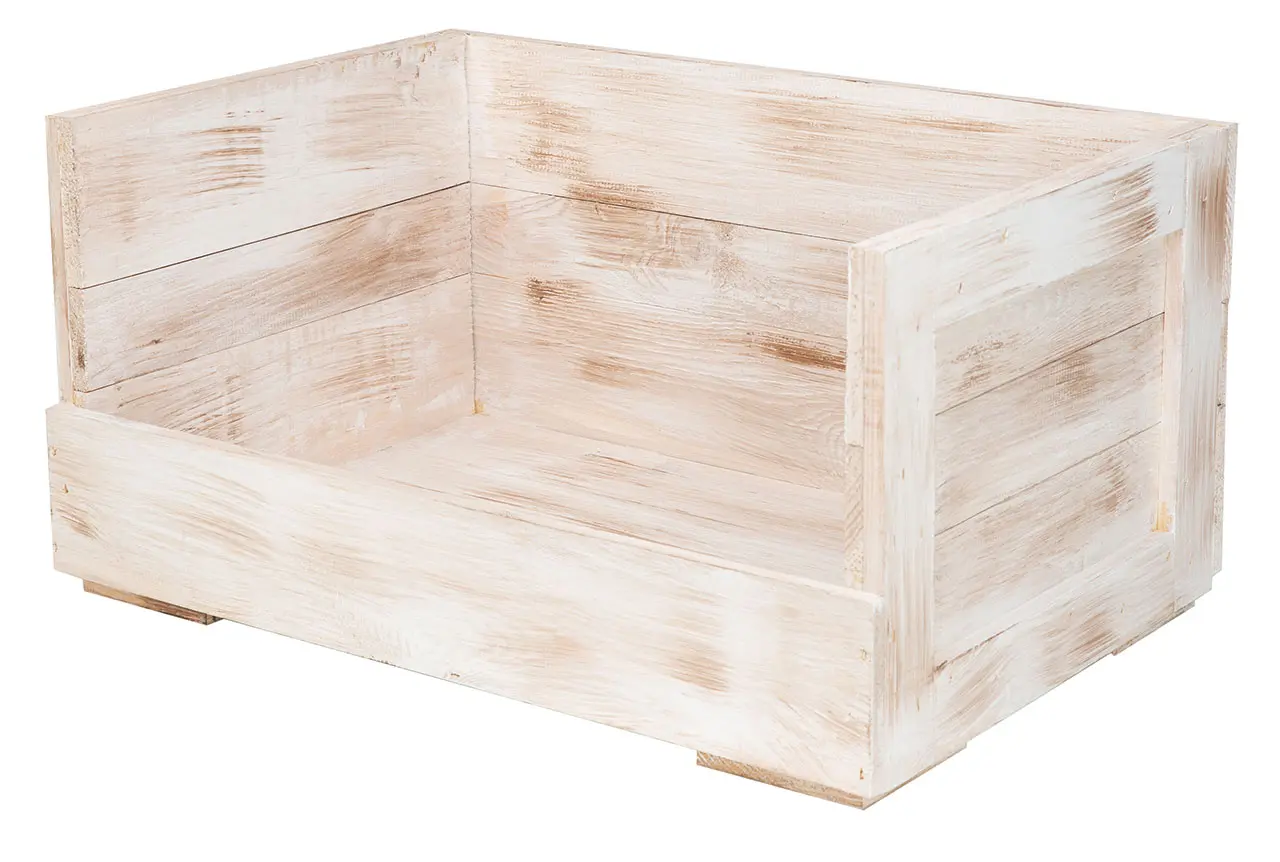 Katzenbett "Kitty" in weißem shabby Holz mit Kissen 60x40x30cm