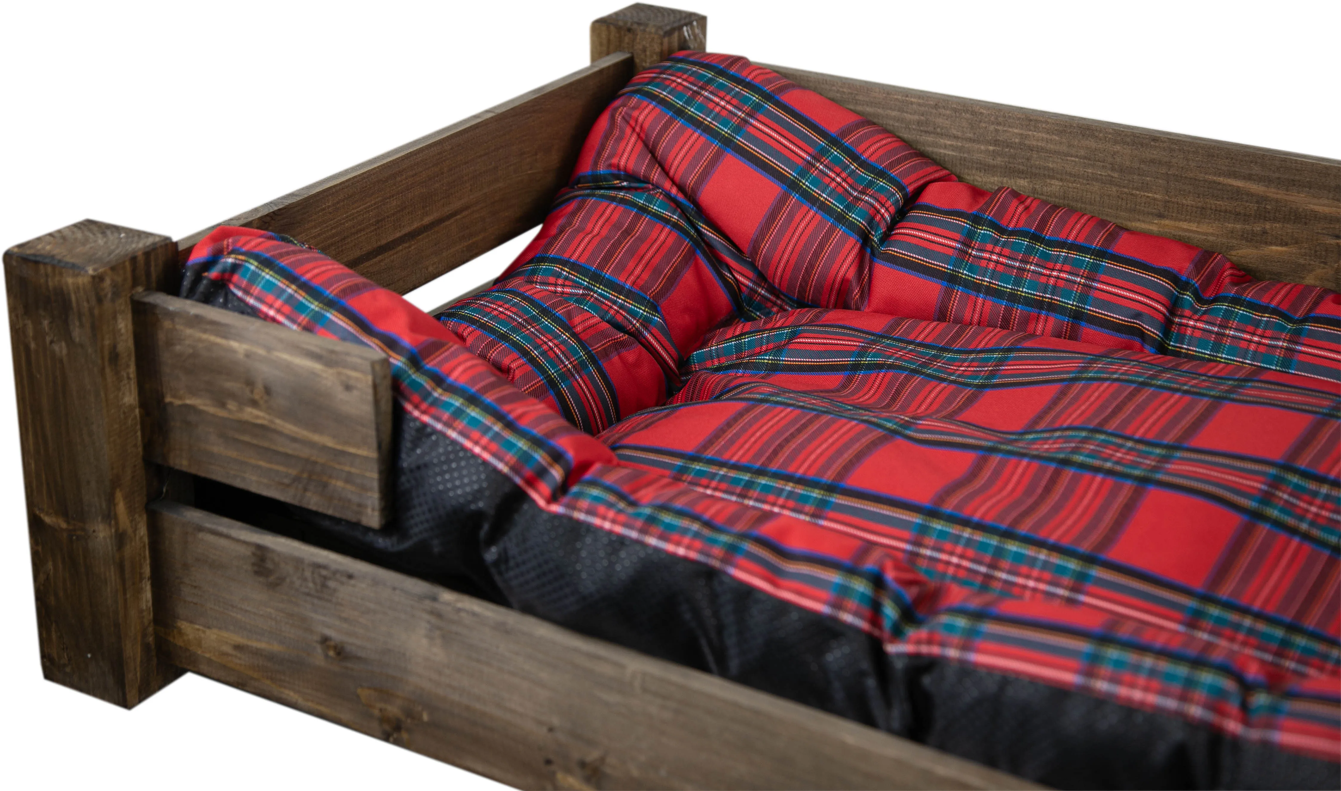 Hundebett Winston XXL Palisander mit Füßen mit Kissen rot 100x60x25cm