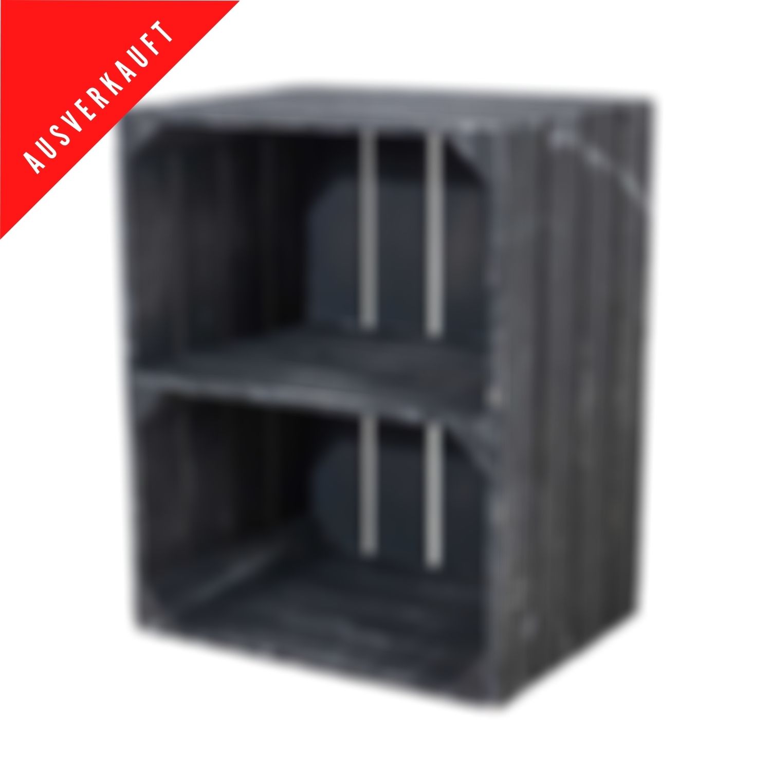 Holzkiste mit Mittelbrett quer - shabby schwarz 50x40x30cm