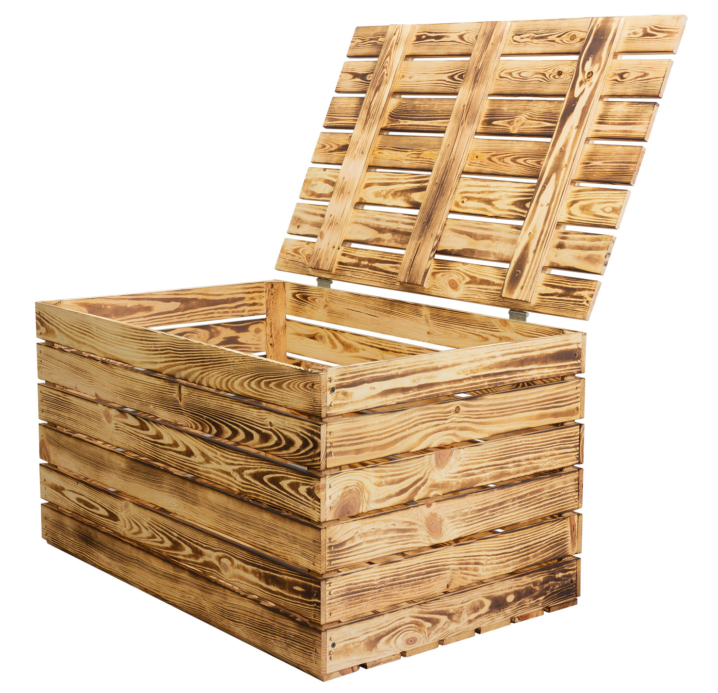 Neue Holztruhe geflammt *groß* 80x50x39cm Neue Holztruhe geflammt *groß* 80x50x39cm