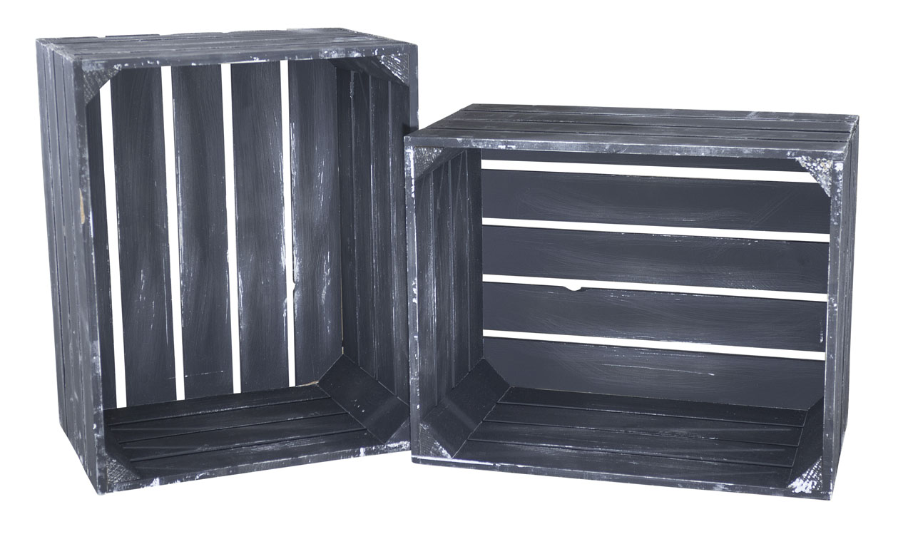 Holzkiste Shabby Schwarz 50x40x30cm