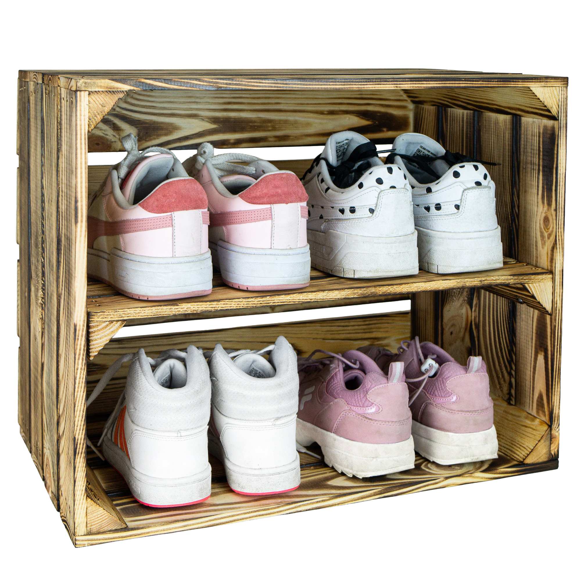 Geflammte Kiste für Schuh-und Bücherregal 50x40x30cm Geflammte Kiste für Schuh-und Bücherregal 50x40x30cm