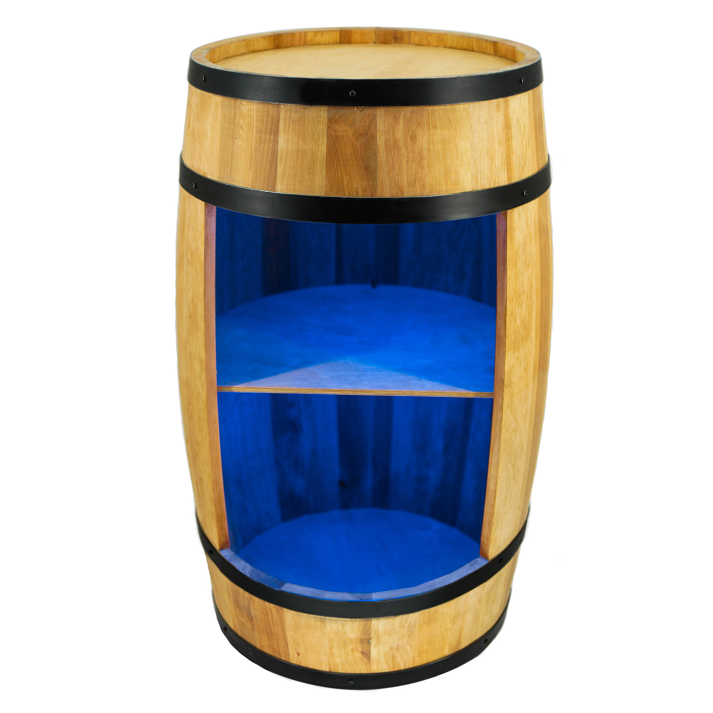 Holzfass in heller Eichenoptik Hausbar mit LED – Rustikale Minibar im Weinfass Design – Weinregal & Flaschenständer aus Holz – Vintage Fassbar für Wohnzimmer, Bar oder Partykeller – ca. 80 cm LED Mehrfarbig