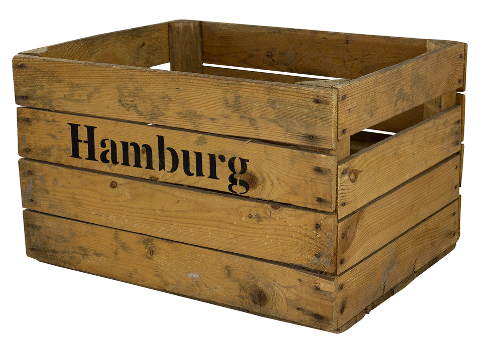 Apfelkiste mit Aufdruck "Hamburg" 50x40x30cm