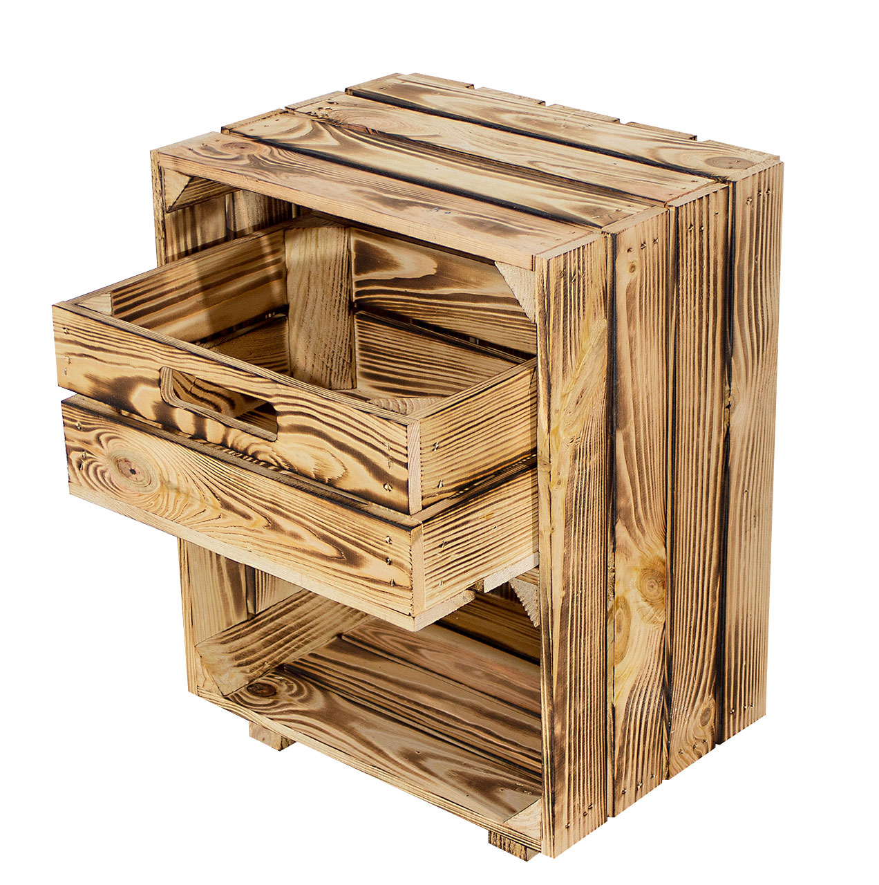 Geflammter Nachttisch mit Schublade 30,5x40x54cm Geflammter Nachttisch mit Schublade 30,5x40x54cm