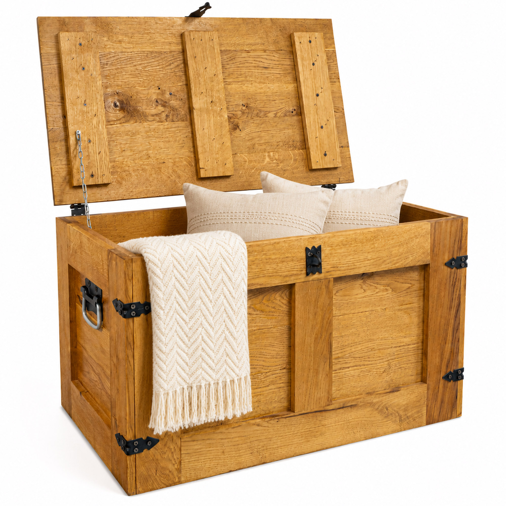 grosse Holztruhe Oskar massive Eiche 80x45x47cm