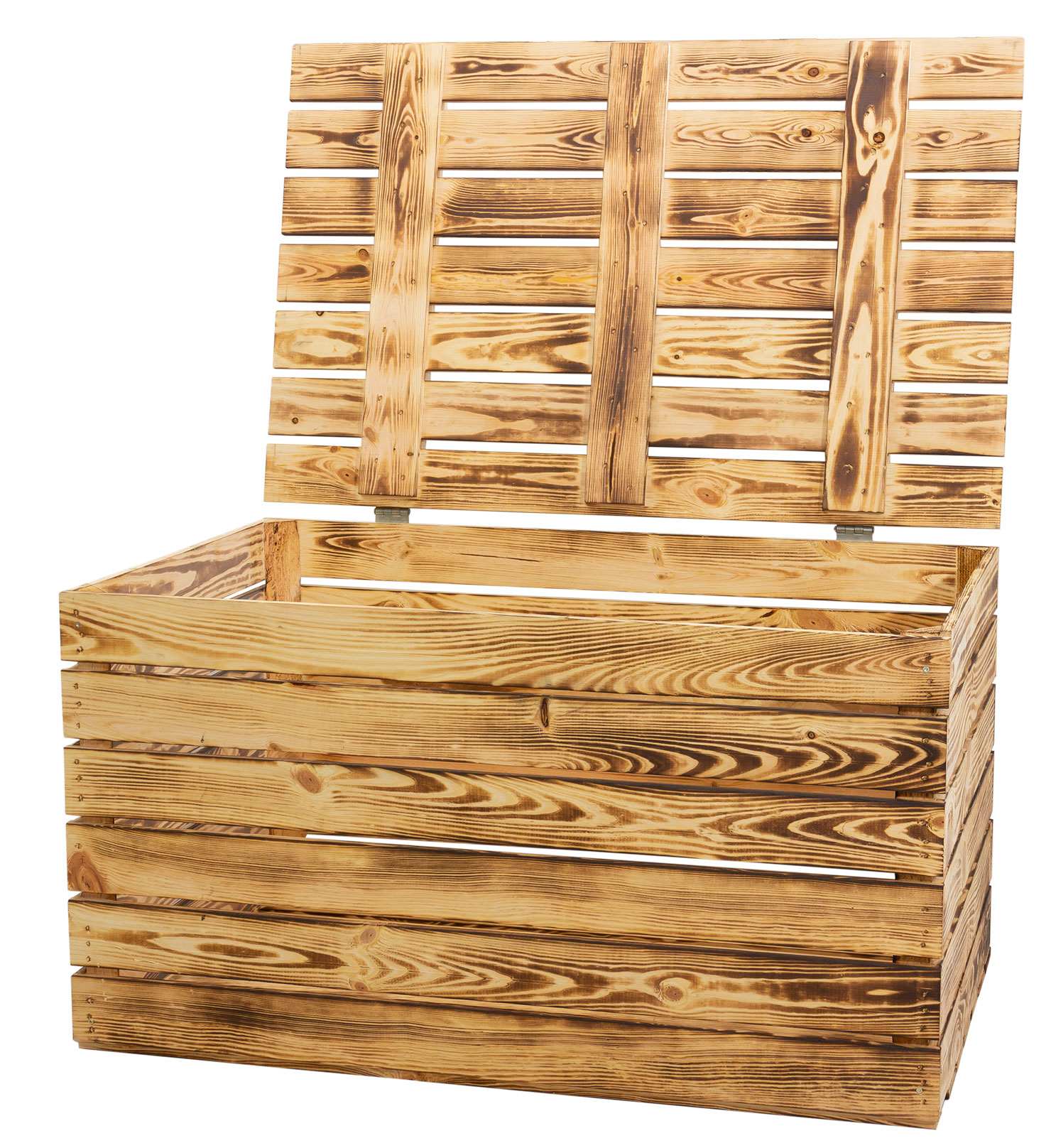 Neue Holztruhe geflammt *groß* 80x50x39cm Neue Holztruhe geflammt *groß* 80x50x39cm