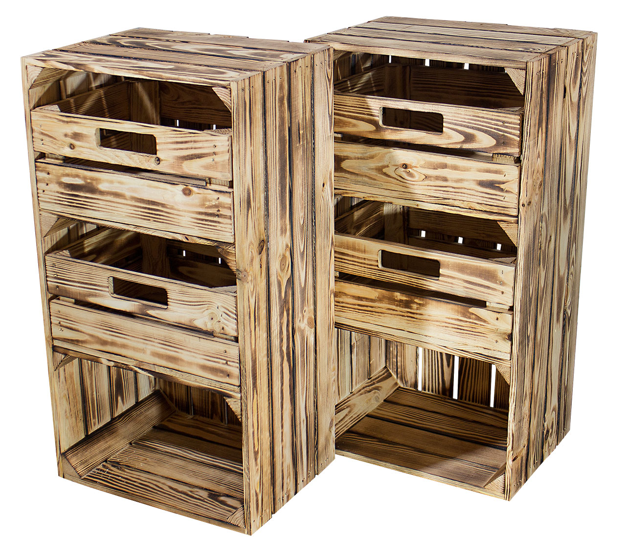 Geflammte schmale Regalkiste mit Schublade 68x40x31cm 2x Geflammte schmale Regalkiste mit Schublade