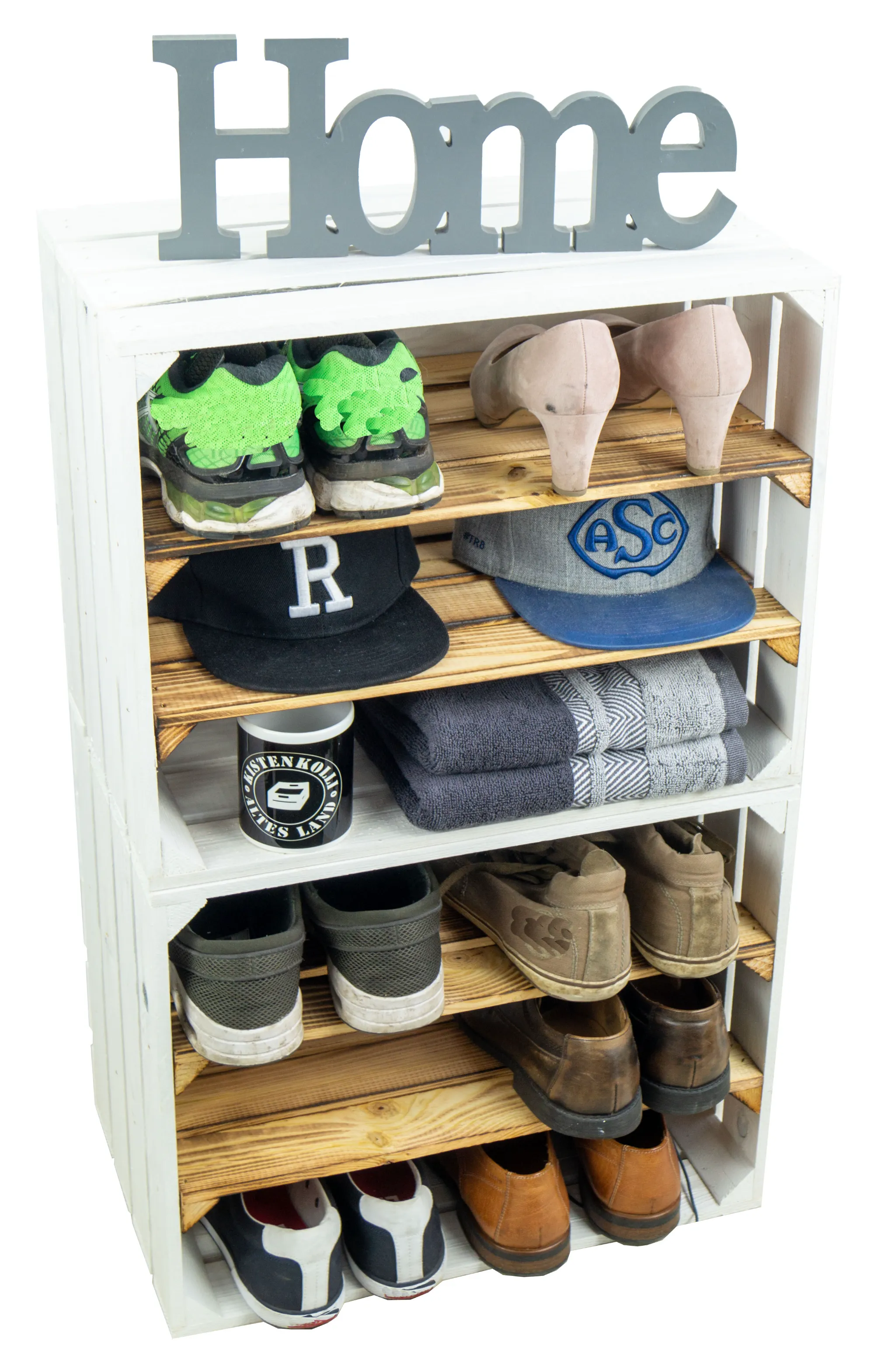 Regalkiste WEIß "Johanna" doppelt geflammt LÄNGS