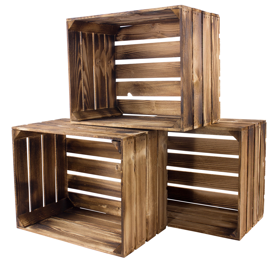 Neue geflammte Apfelkiste im Vintage Design 50x40x30cm