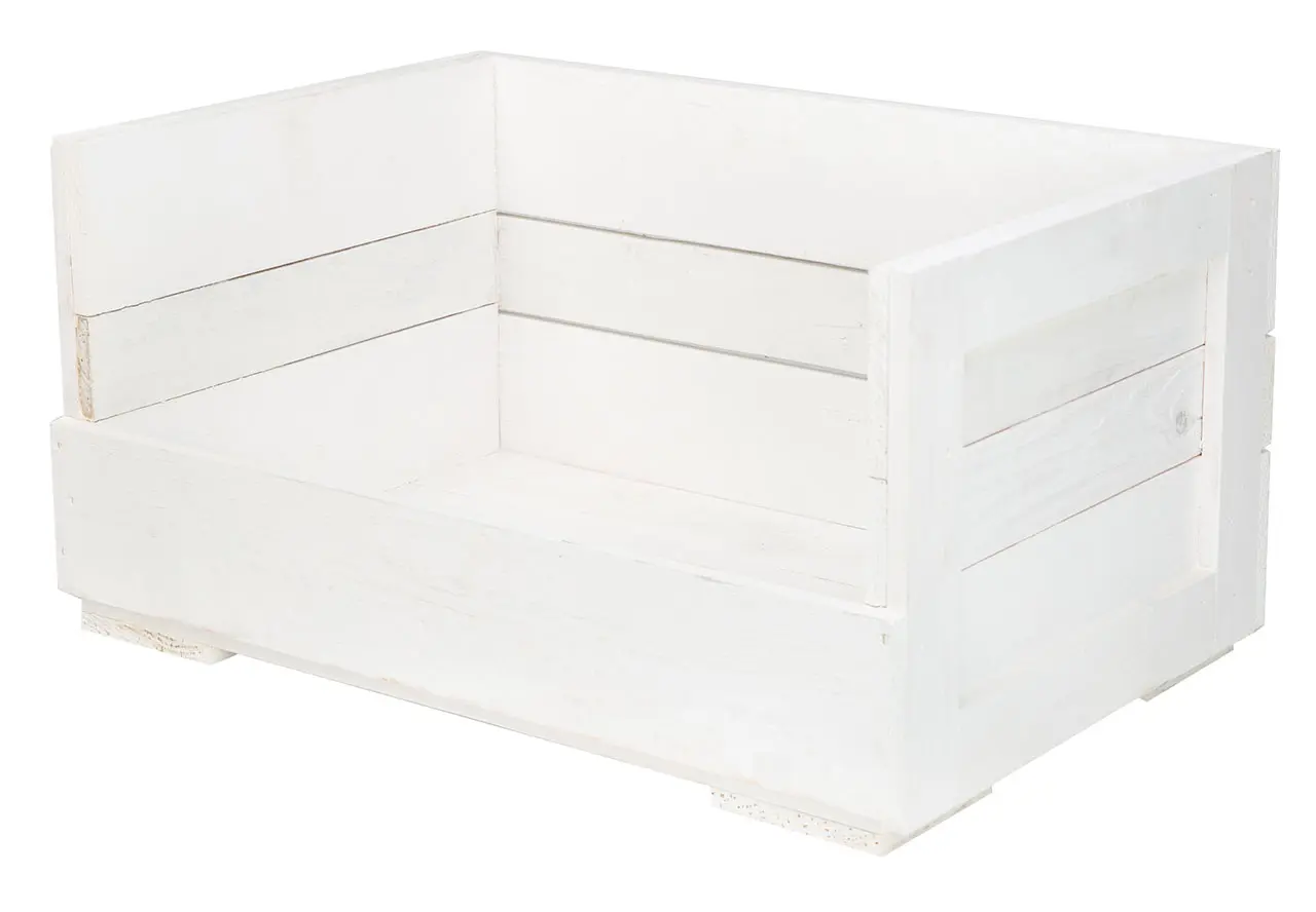 Katzenbett "Kitty" in weißem Holz mit Kissen 60x40x30cm