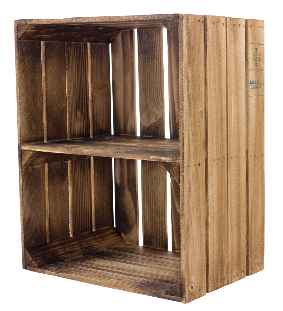 Gemischtes Set aus geflammten Holzkisten 50x40x30cm