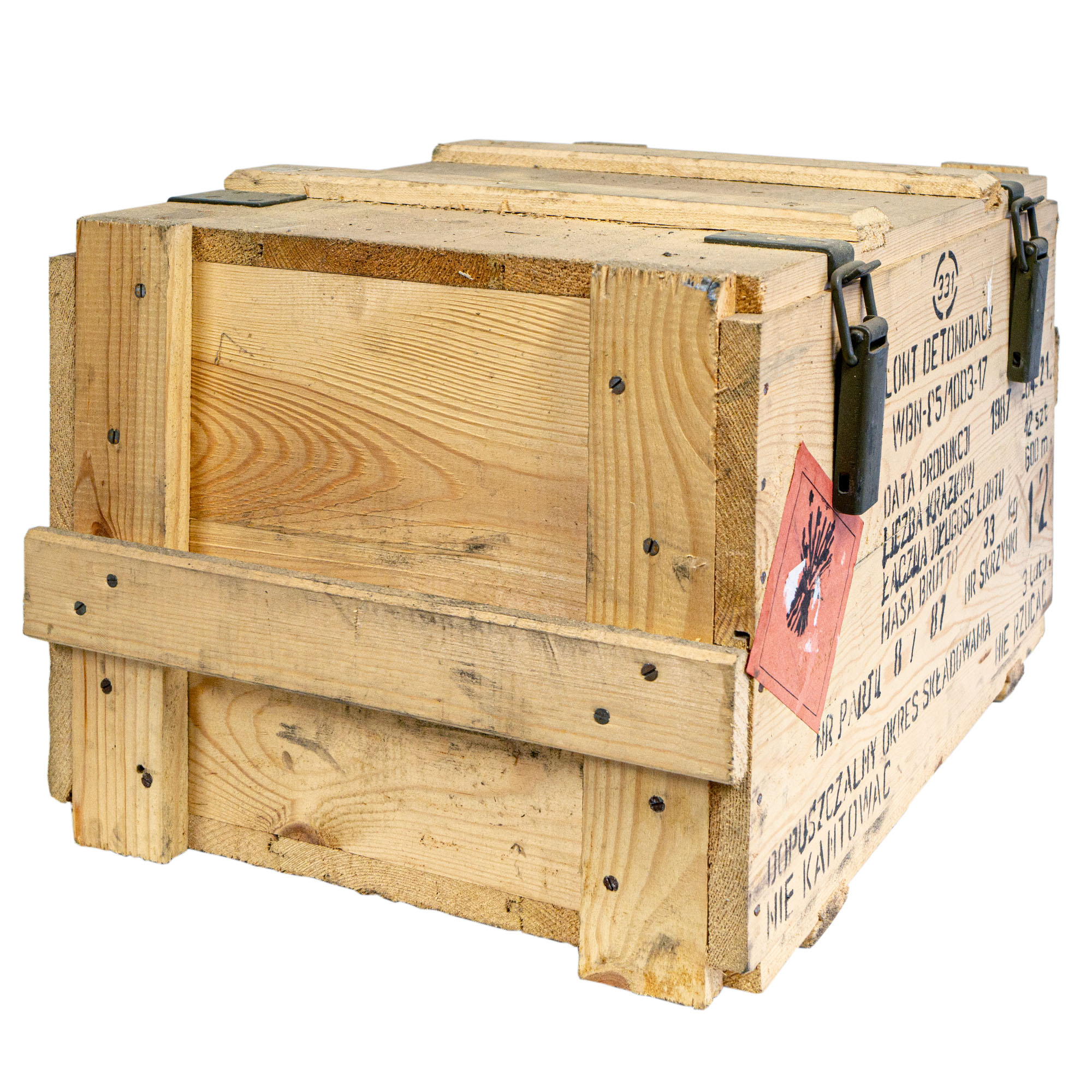 Vintage Frachtkiste WBN-85 Holz 60x40x36 cm Transportkiste Truhe Metallbeschläge
