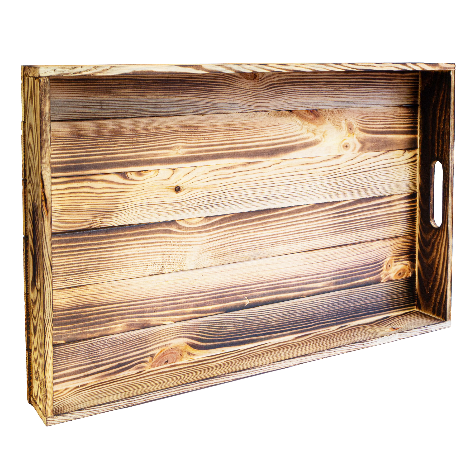 Serviertablett in geflammt 60x40x8cm Holztablett Frühstückstablet Bartablett