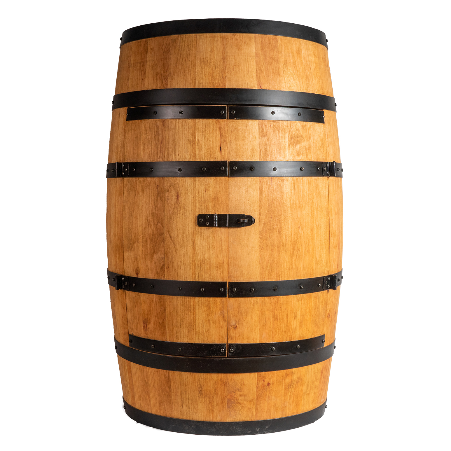 Holzfass mit Türen in heller Eichenoptik Hausbar mit LED – Rustikale Minibar im Weinfass Design – Weinregal & Flaschenständer aus Holz – Vintage Fassbar für Wohnzimmer, Bar oder Partykeller – ca. 80 cm #1 Ohne LED