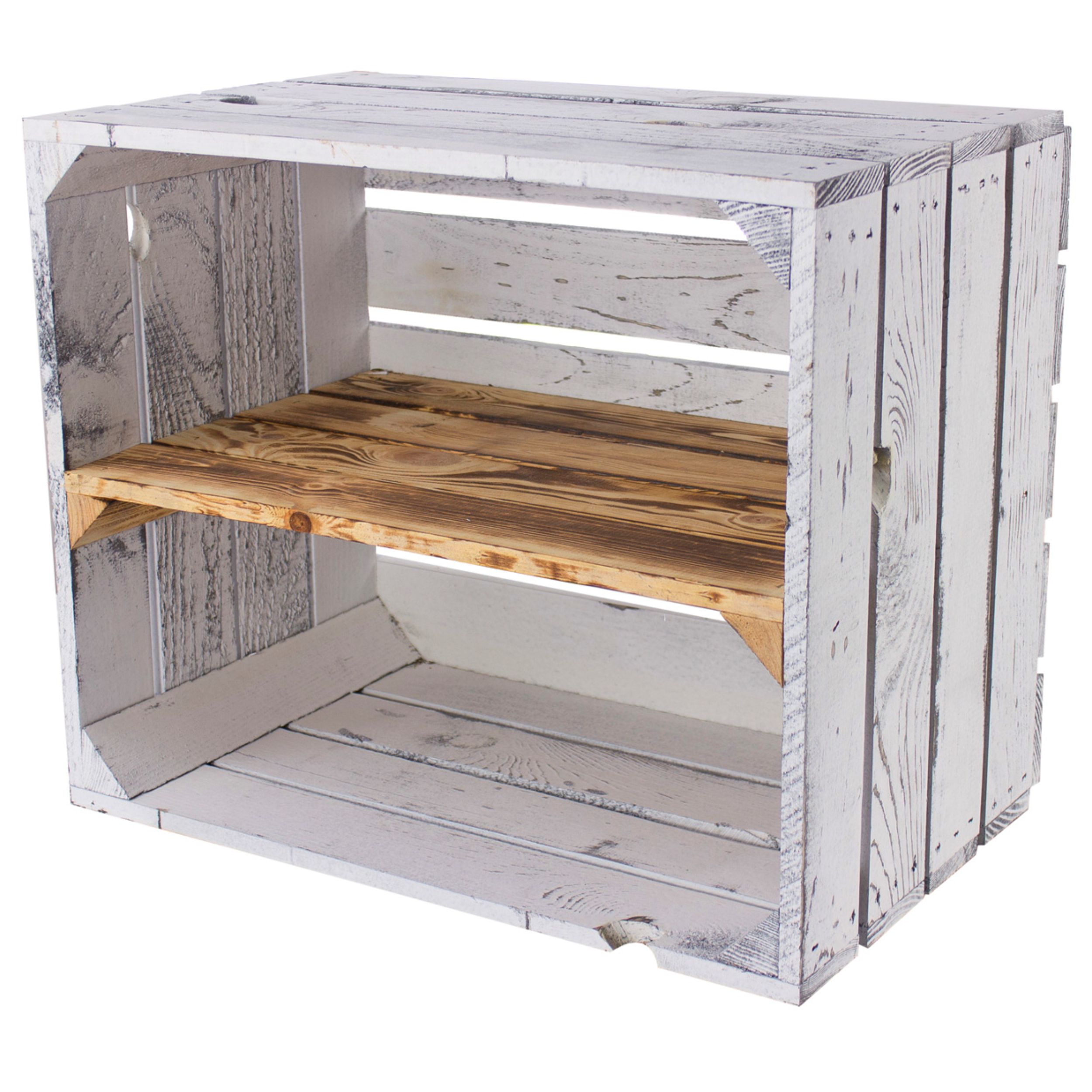 Regalkiste im Vintage Design "shabby white - geflammt" 50x40x30cm Regalkiste im Vintage Design "shabby white - geflammt" 50x40x30cm