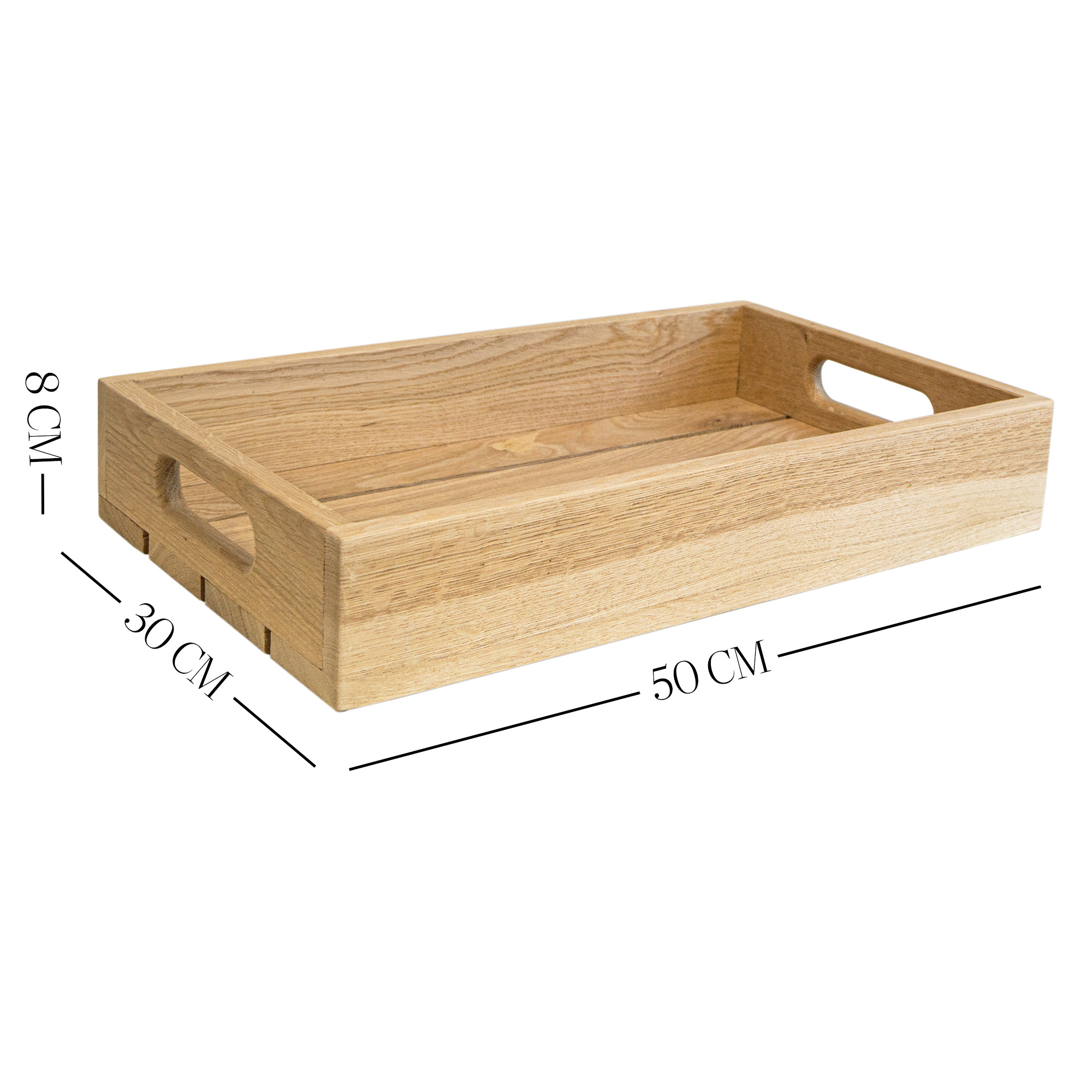 Eichentablett aus Massivholz kaufen | Serviertablett aus Eiche in zwei Größen 50x30x8cm
