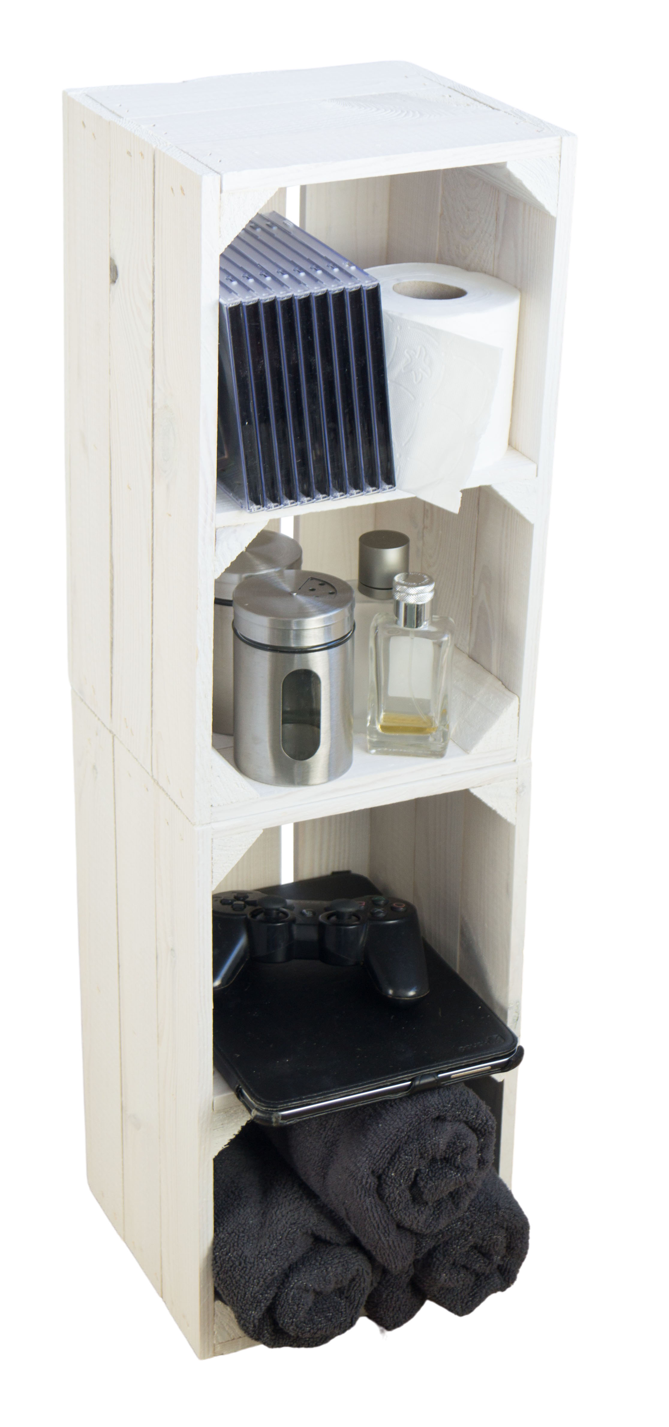 Regalkiste "Hilde" weiß mit Zwischenbrett Regalkiste "Hilde" weiß mit Zwischenbrett