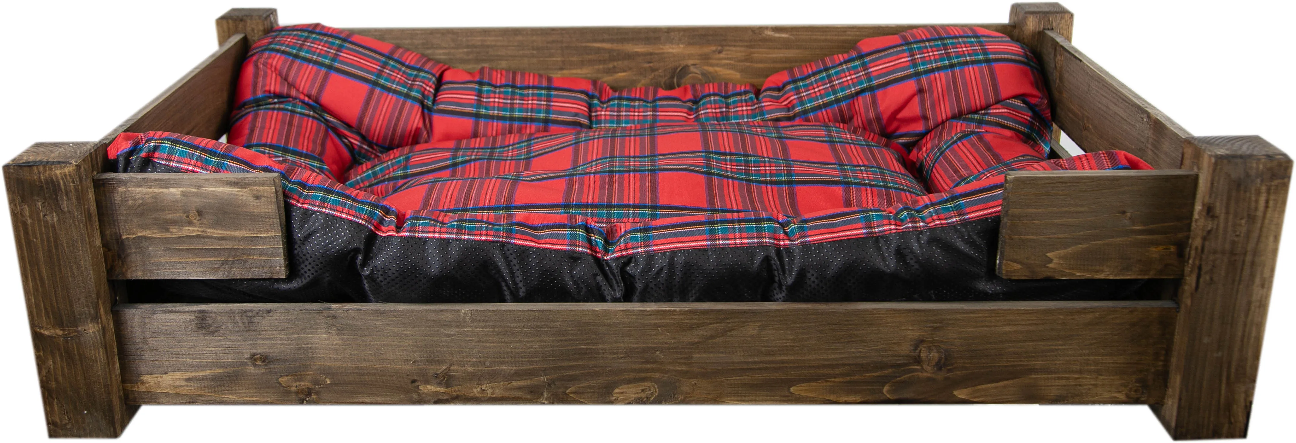 Hundebett Winston XXL Palisander mit Füßen mit Kissen rot 100x60x25cm