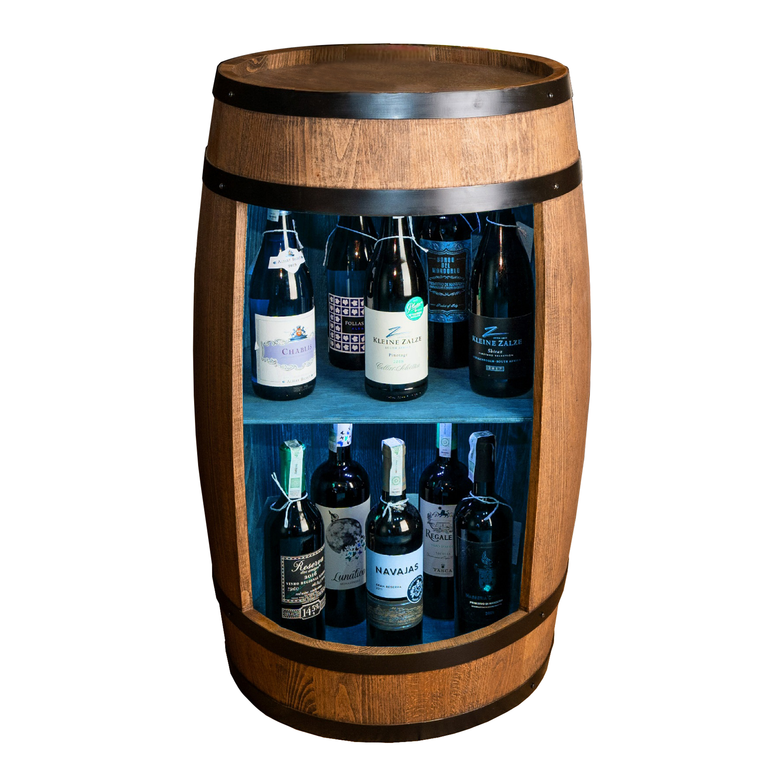 Holzfass in Farbton Wenge Hausbar mit LED – Rustikale Minibar im Weinfass Design – Weinregal & Flaschenständer aus Holz – Vintage Fassbar für Wohnzimmer, Bar oder Partykeller – ca. 80 cm #1 LED Einfarbig