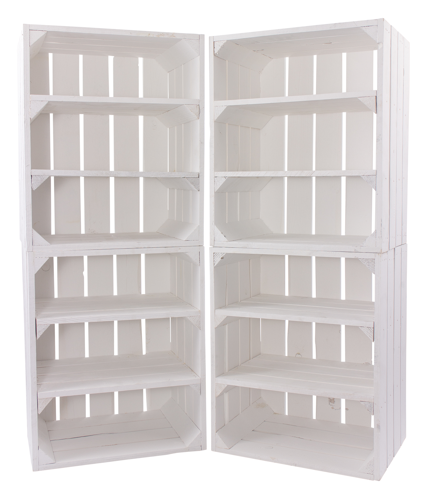 4 Regalkisten Tamme weiss mit 3 Fächer 55x55x30cm