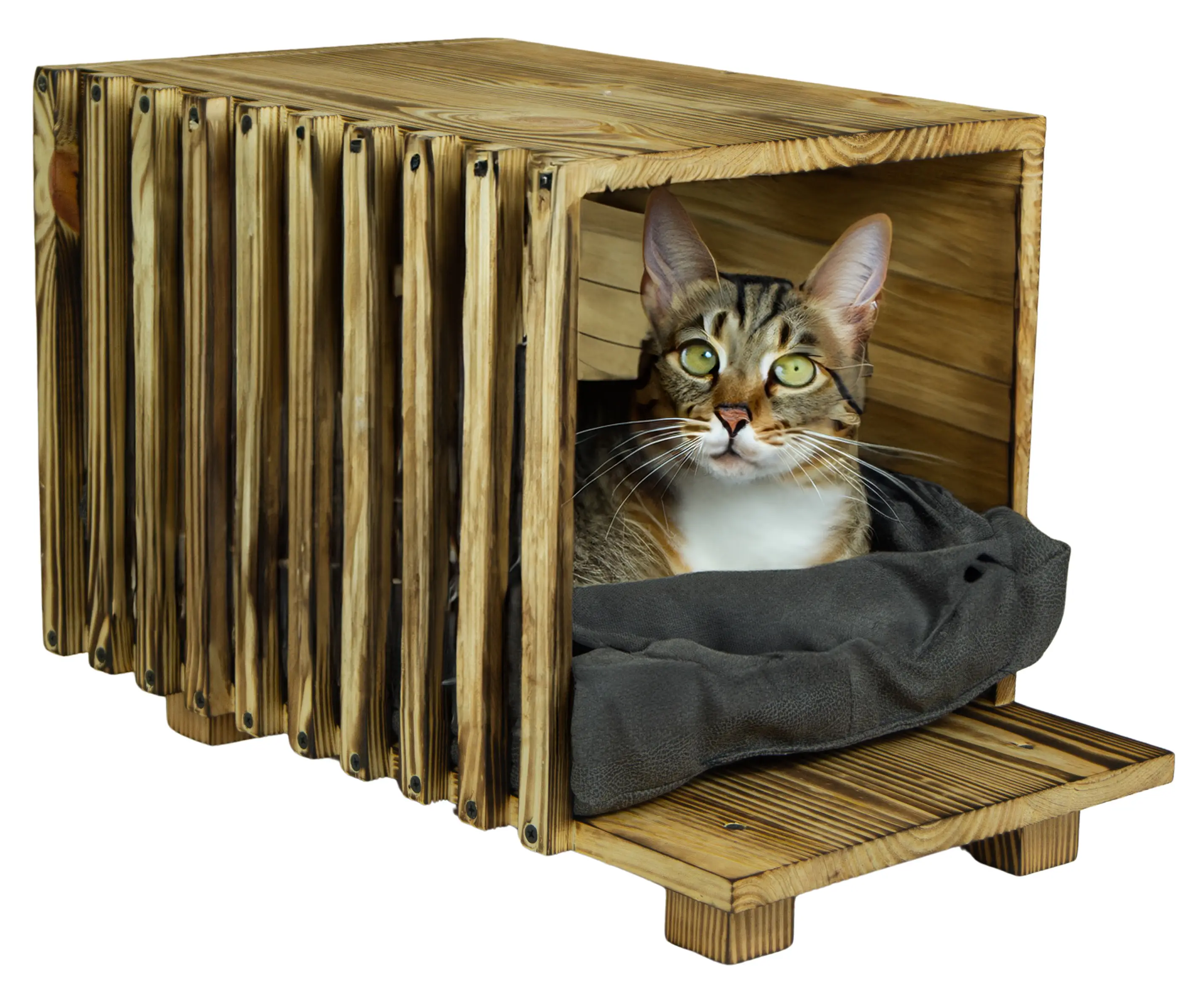 Katzenbett in geflammt mit Kissen Katzenhöhle 50x30x34cm - 9.webp Katzenbett in geflammt mit Kissen Katzenhöhle 50x30x34cm